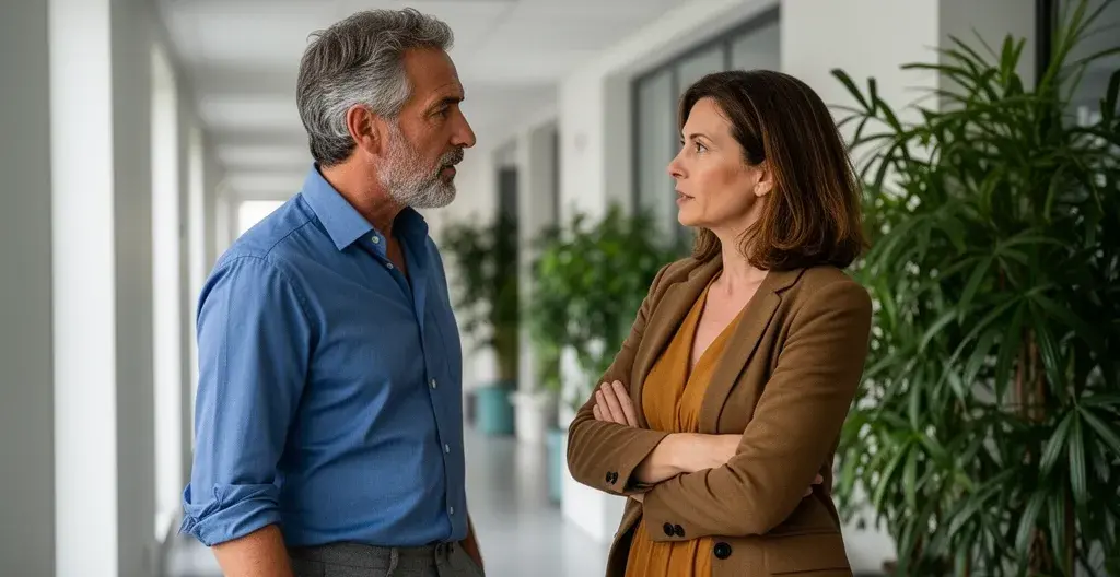 Élus CSE échangeant dans un couloir de bureau