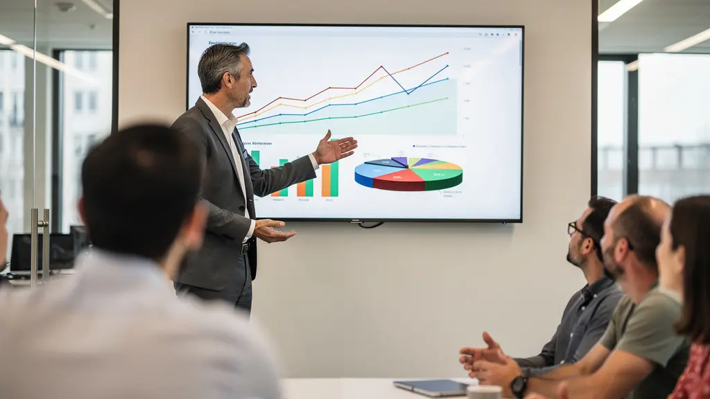 Expert-comptable présentant une analyse financière à des élus CSE sur écran