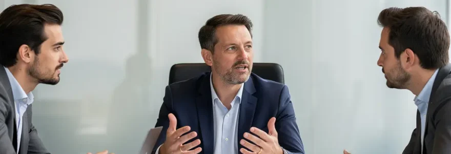 Réunion CSE en entreprise avec élus du personnel en discussion autour d'une table